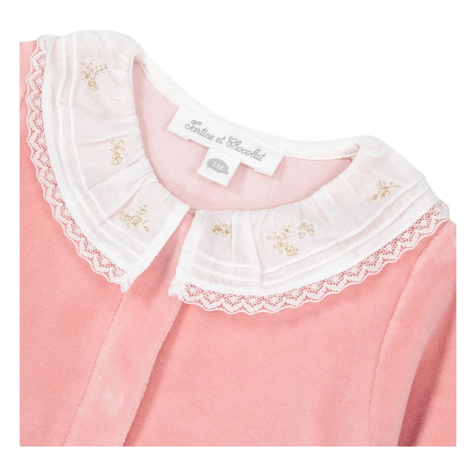 Tartine et Chocolat - Pijama Bordado con Cuello de Encaje | Rosa