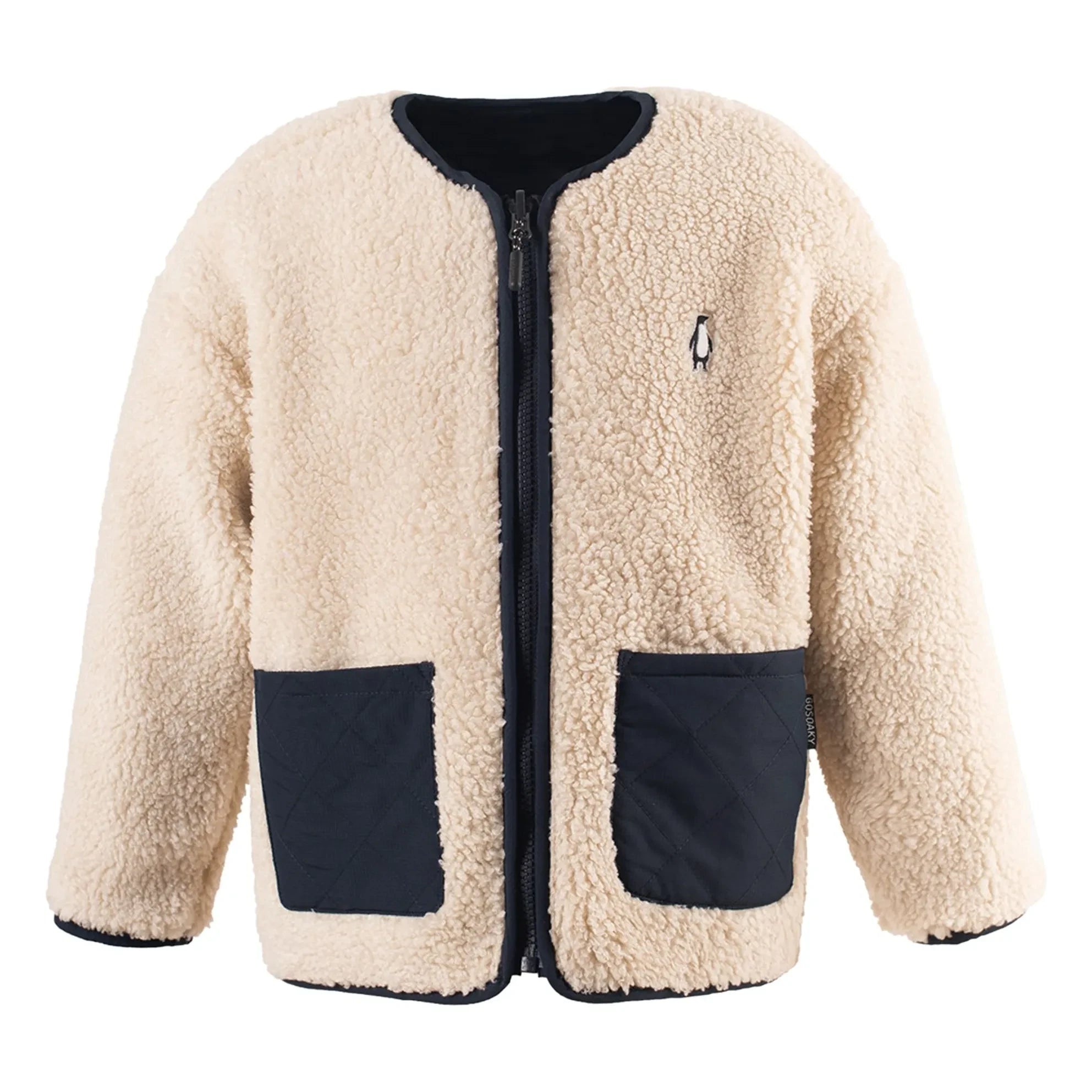 Gosoaky - Chaqueta sherpa de doble cara Leona dormida | Beige