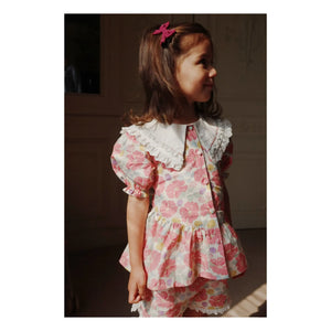 Konges Sløjd - Blusa de algodón orgánico con cuello de corazón | Rosa