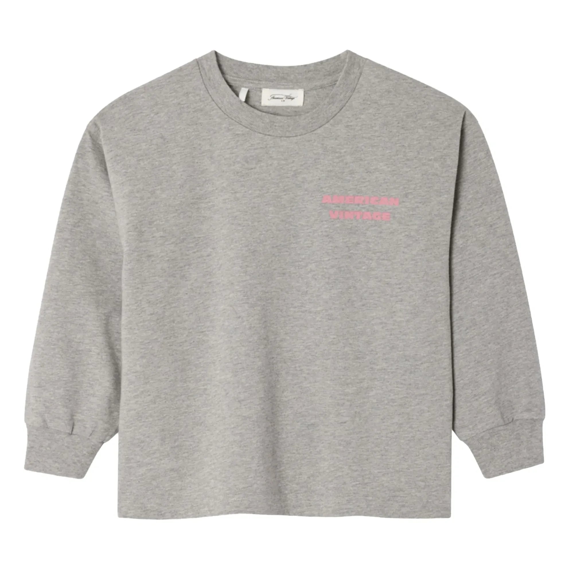 American Vintage - Camiseta de manga larga Fizvalley Games | Gris jaspeado