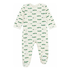 Petit Bateau - Pijama con pies estampado de cocodrilos de algodón orgánico | Crudo