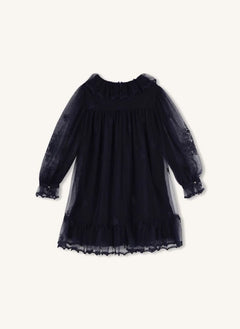 Chloé - Vestido con bordado de tul | Azul oscuro