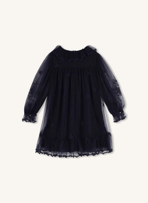 Chloé - Vestido con bordado de tul | Azul oscuro