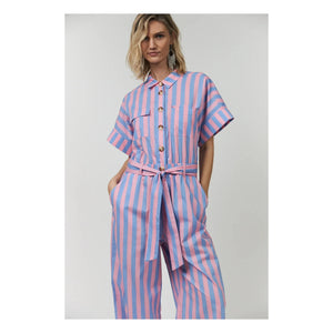 Lollys Laundry - Mono de rayas de algodón Mathilde | Rosa