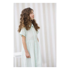 Lililotte - Vestido Midi de Algodón Orgánico de Rayas Rosas | Menta