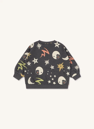 Konges Sløjd - Loupy Cosmic Organik Pamuklu Sweatshirt | Kömür grisi