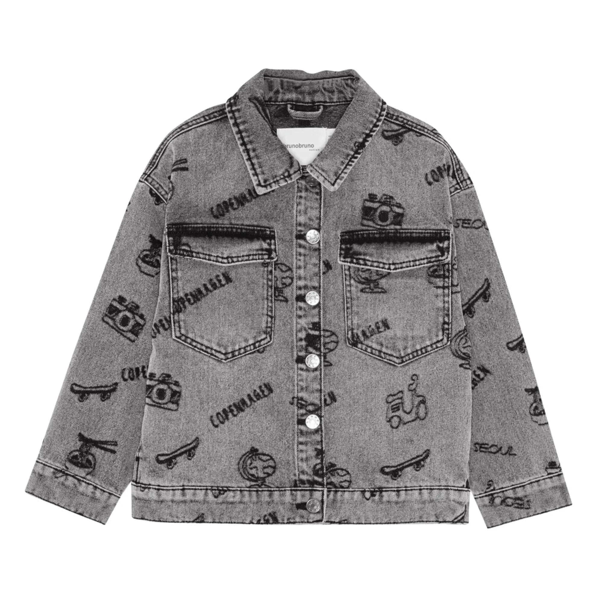 brunobruno nation - Chaqueta vaquera de algodón orgánico Lou Voyage | Gris