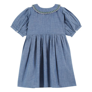 Emile et Ida - Vestido Chambray Smock Azul