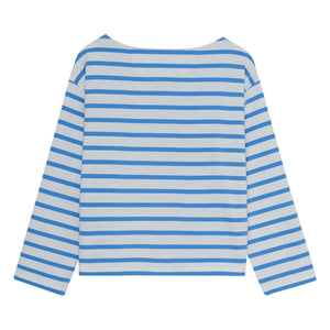 the new society - Camiseta de algodón a rayas Burnet | Azul