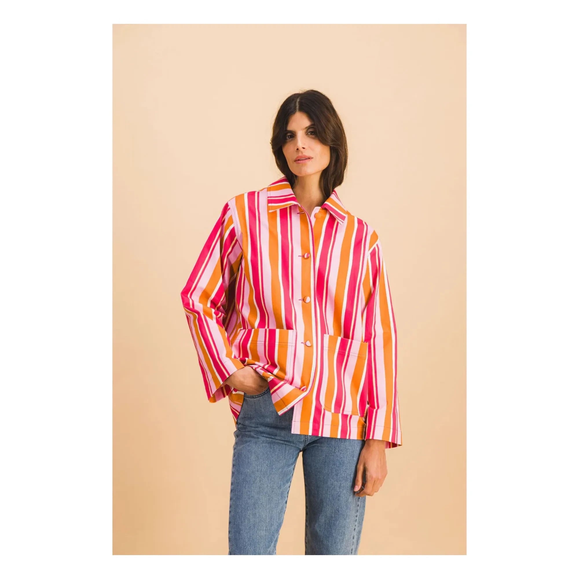 Elise Chalmin - Chaqueta de rayas Lucie Pamuk | Rosa