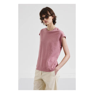 Pomandère - Camiseta de punto de algodón y lino | Malva