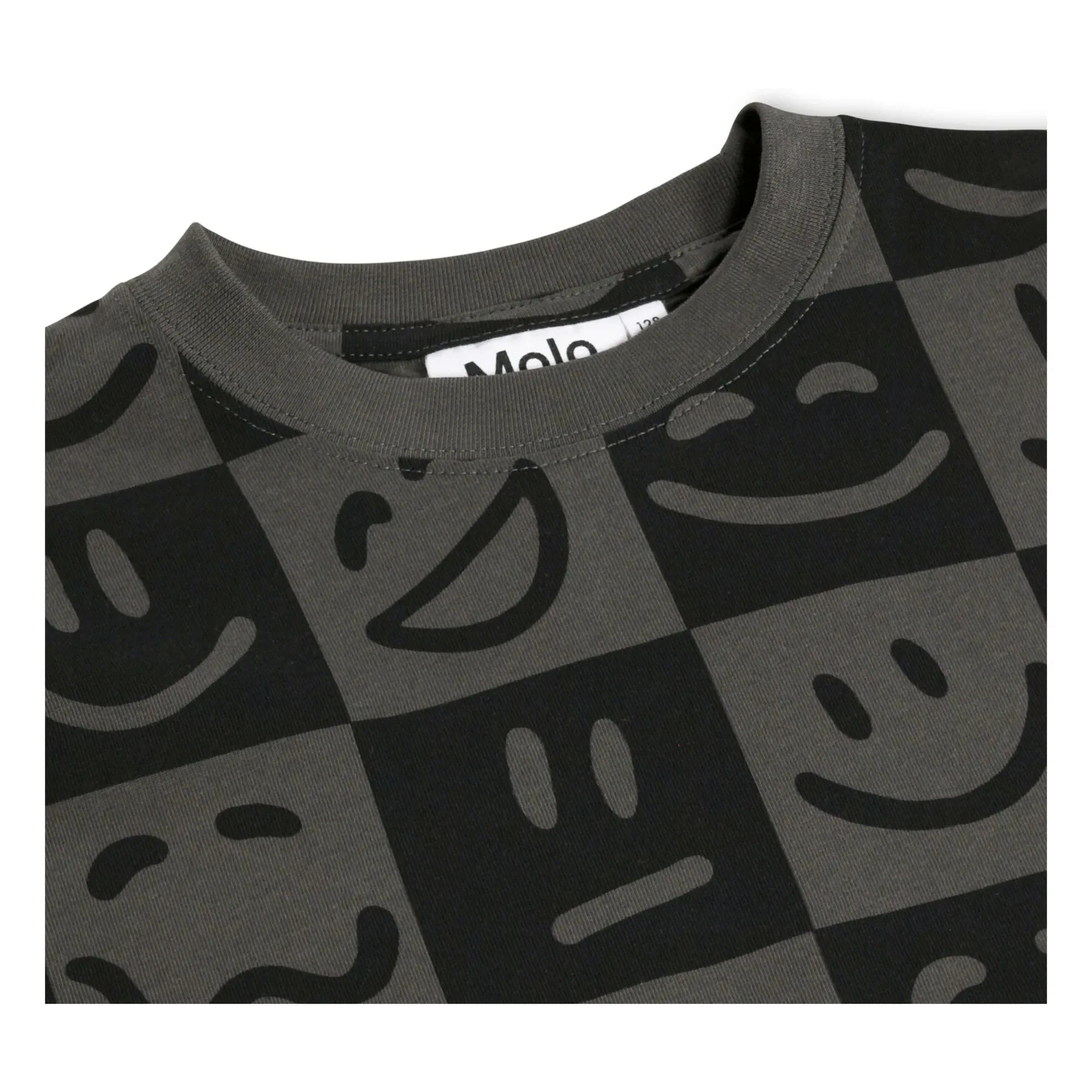 Molo - Camiseta de algodón orgánico Riley Emotion Damier | Negra