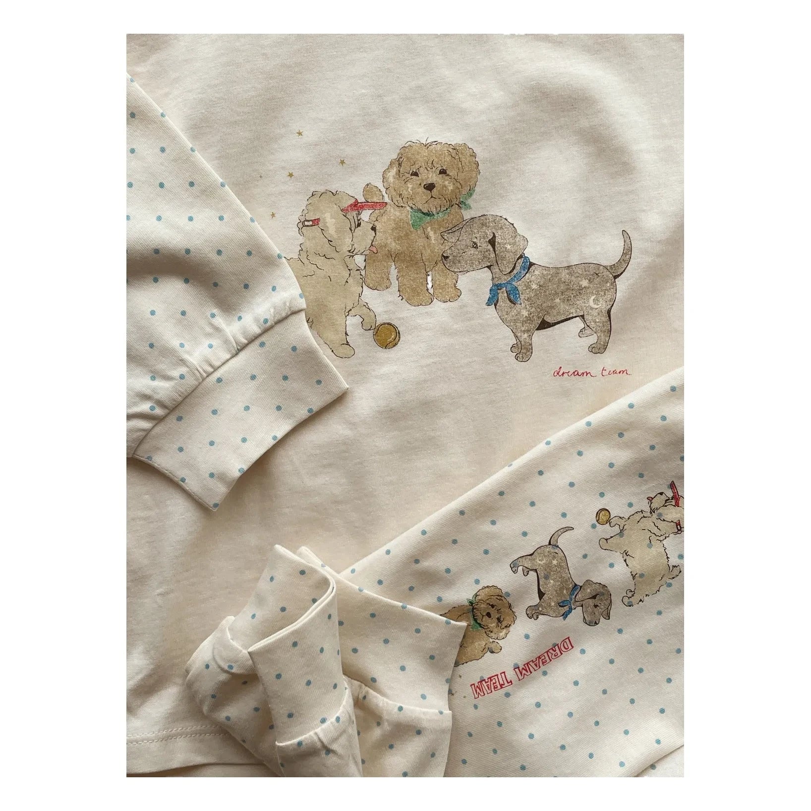 Konges Sløjd - Conjunto de camiseta y pantalón de algodón orgánico "Puppies" | Crudo
