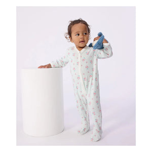 Petit Bateau - Pijama de dormir a rayas con flores | Blanco