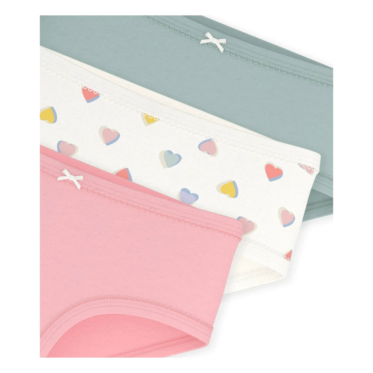 Petit Bateau - Braguitas de algodón orgánico de talle alto (pack de 3) | Rosa