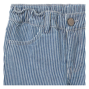 Trigo - Bermudas de jean Christian a rayas de algodón orgánico | Azul