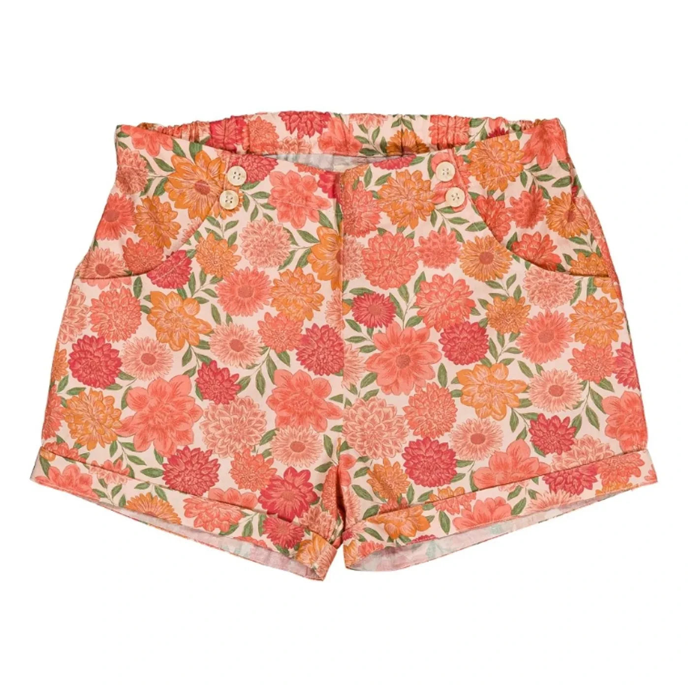 Loir - Camille Short Flores de Algodón Orgánico | Coral