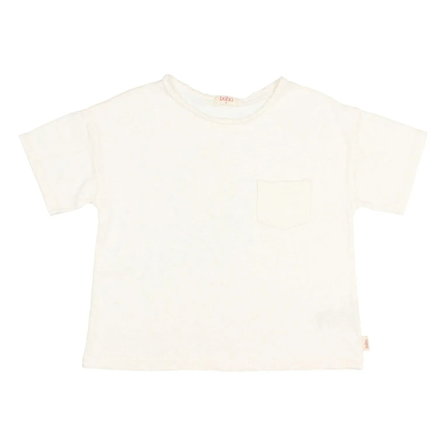 Búho - Camiseta con bolsillo de lino | Blanco