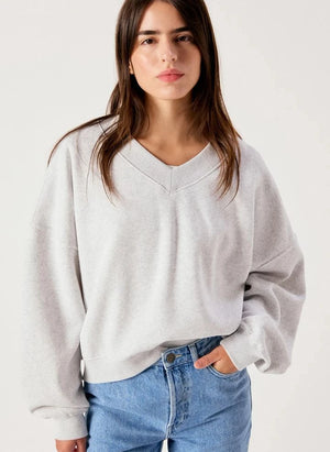 American Vintage - Baptown Pamuklu Sweatshirt | Gri melanj