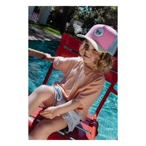 Hello Hossy - Gorra trucker con visera curvada Stereo Dog de algodón orgánico | Rosa