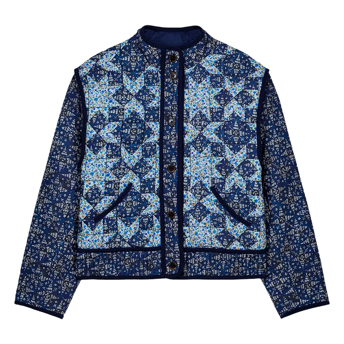 Louise Misha - Chaqueta Omotayo Midnight Star Patchwork de Algodón Orgánico - Colección Mujer | Azul