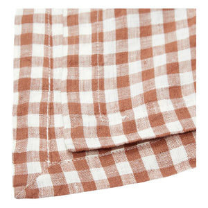 Gabrielle Paris - Mantel de Lino Lavado Gingham | Rojo ladrillo