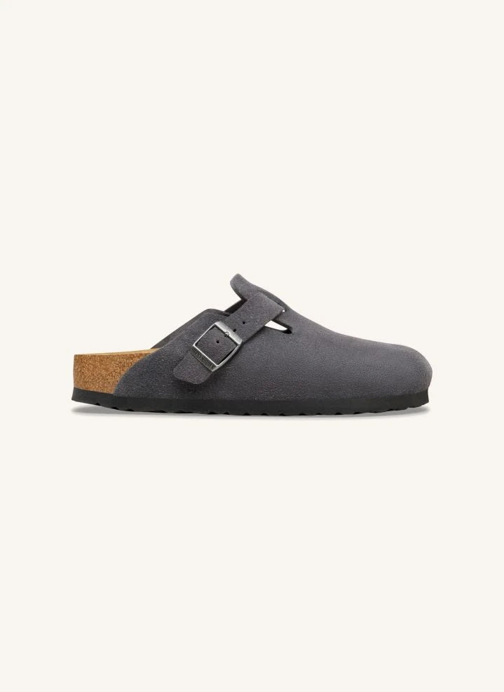 BIRKENSTOCK - Zuecos Boston de ante | Gris oscuro
