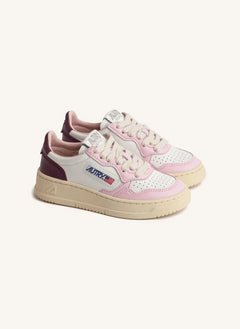 Autry - Zapatillas deportivas bajas de cuero bicolor para niños | Rosa