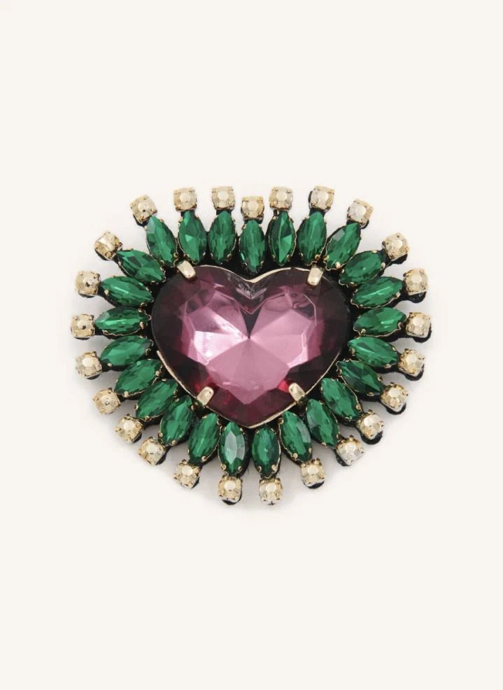 Essentiel Antwerp - Broche Corazón 2 | Verde Bosque