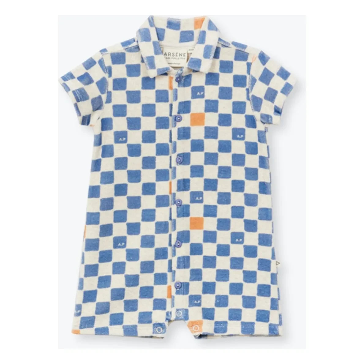 Arsène et Les Pipelettes - Mono de algodón orgánico con estampado de cuadros Damier | Azul