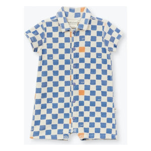 Arsène et Les Pipelettes - Mono de algodón orgánico con estampado de cuadros Damier | Azul