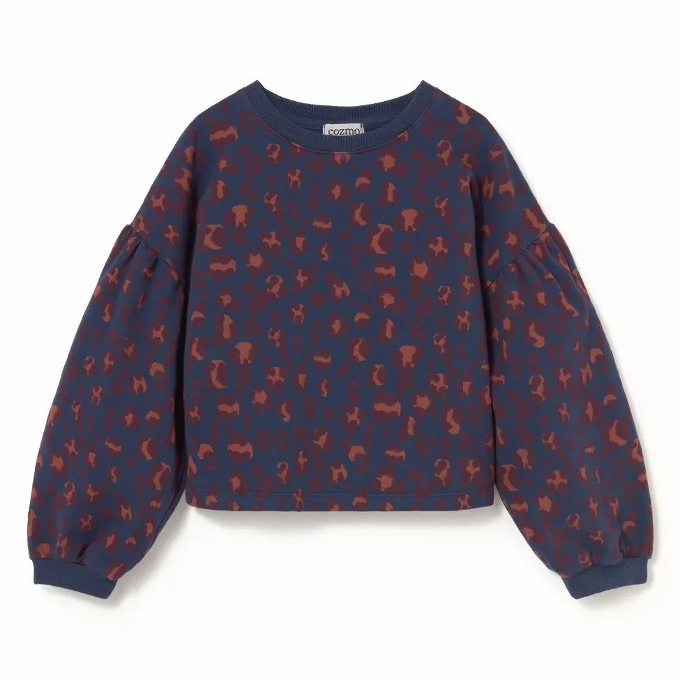 Cozmo - Sudadera Elia de leopardo de algodón orgánico | Azul marino