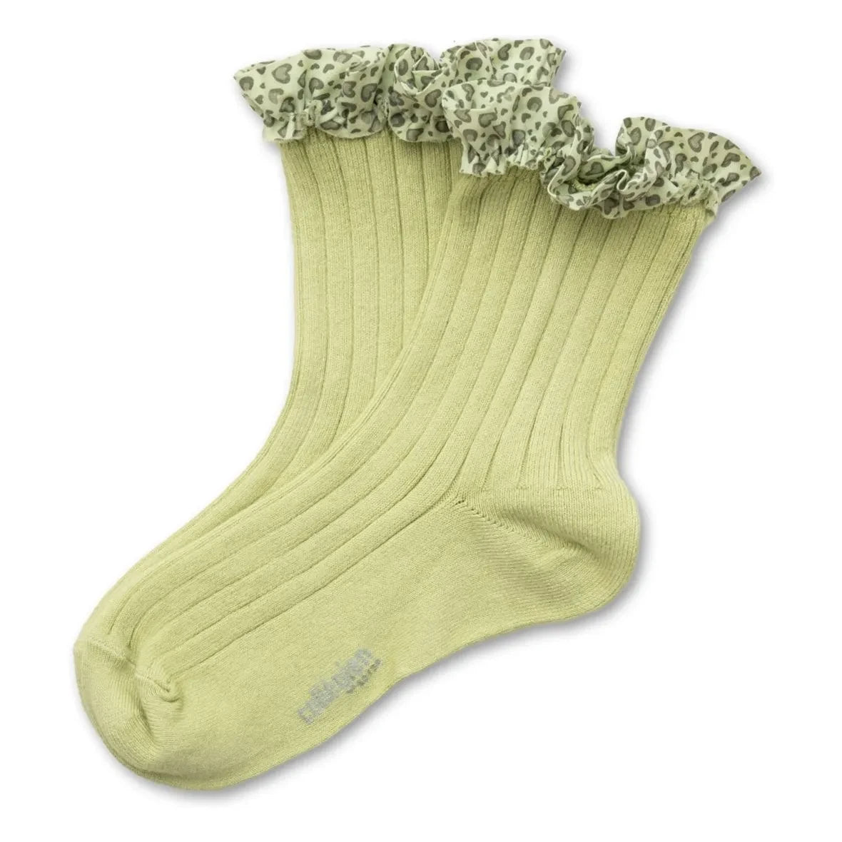 Collégien - Calcetines con volantes de leopardo Lea | Verde pálido