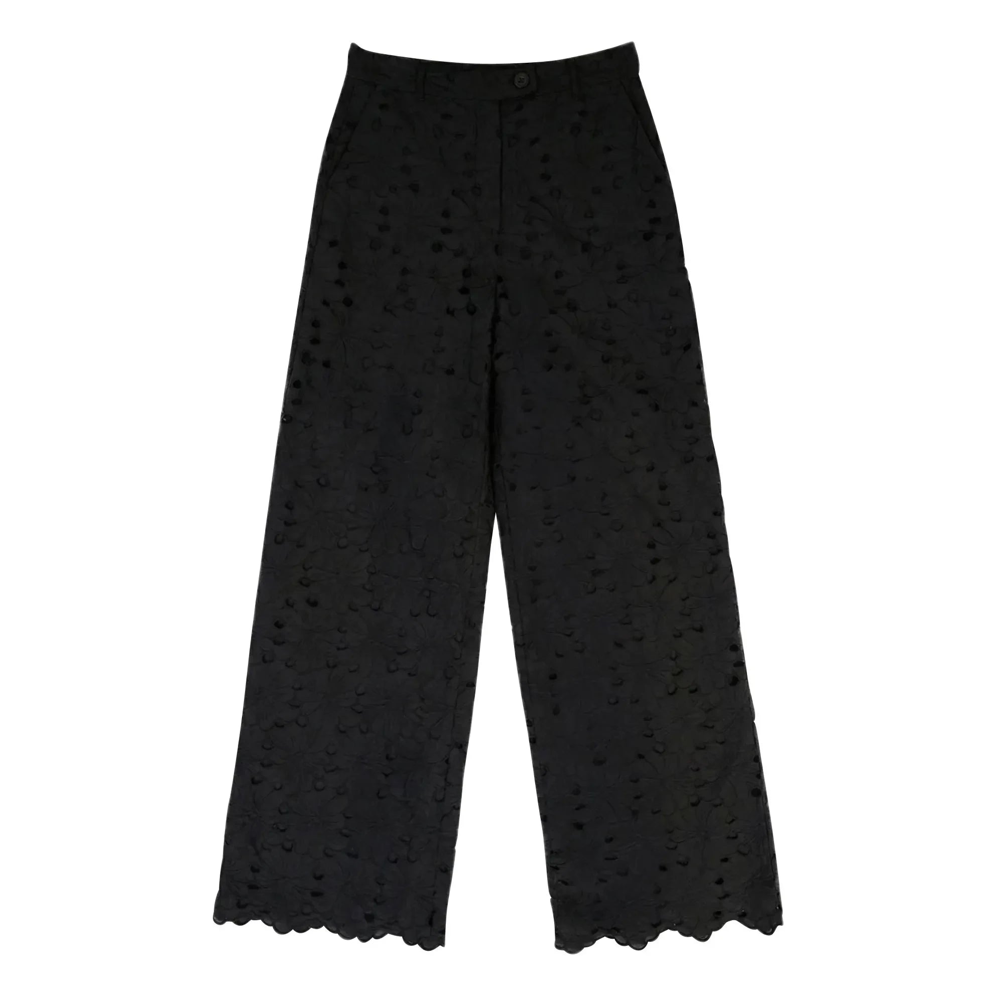 BELLEPIECE - Pantalón de algodón bordado Sicilia | Negro