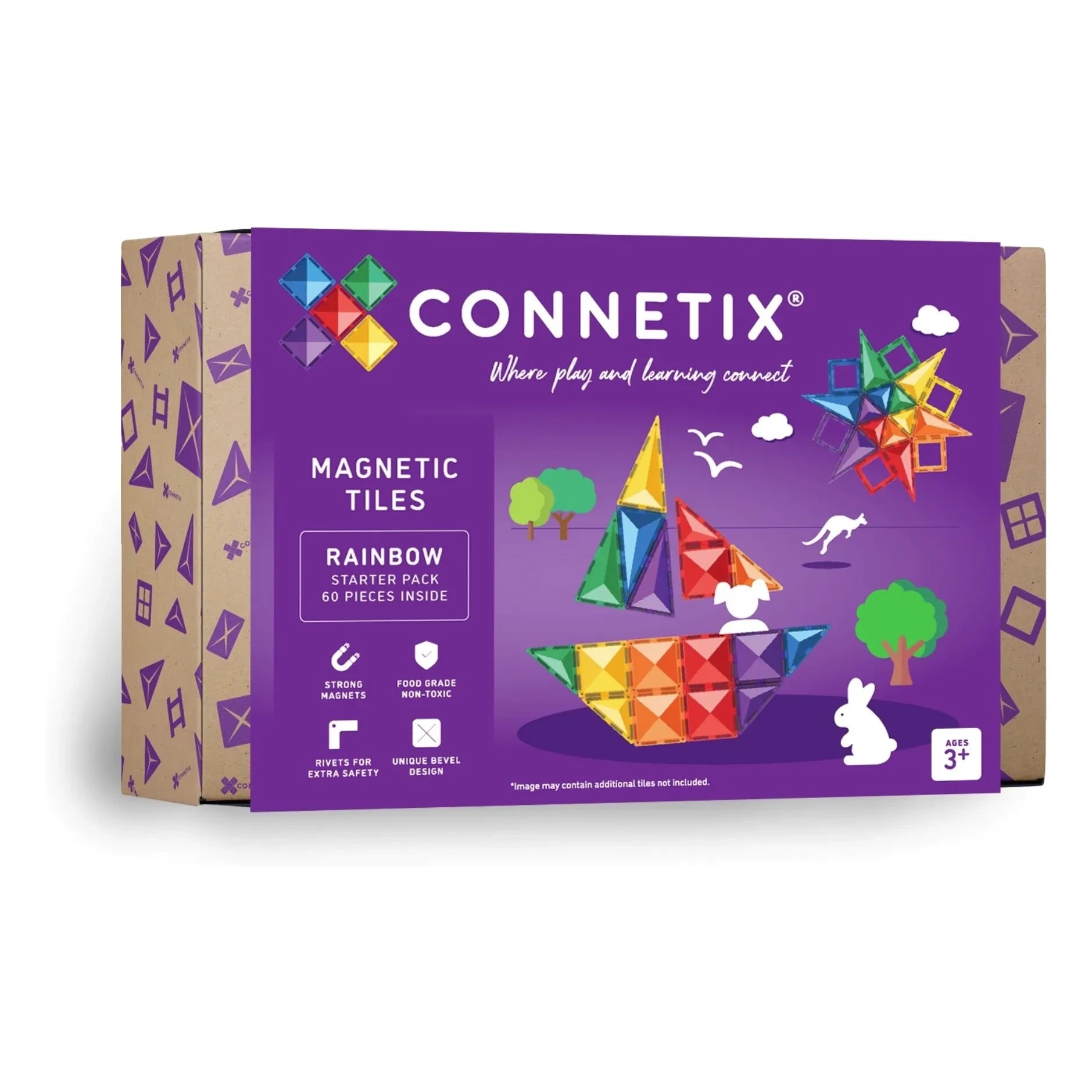 Connetix - Kit de inicio - 60 piezas | Arcoíris