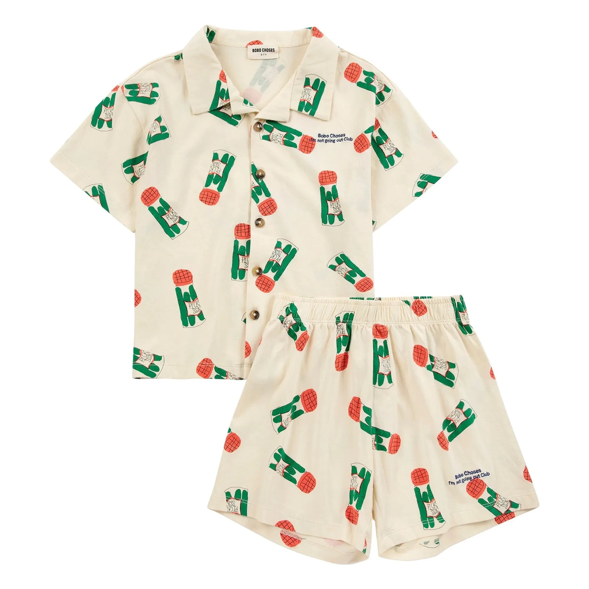 Bobo Choses - Conjunto de camisa y pantalón corto de algodón orgánico Pickles | Crudo