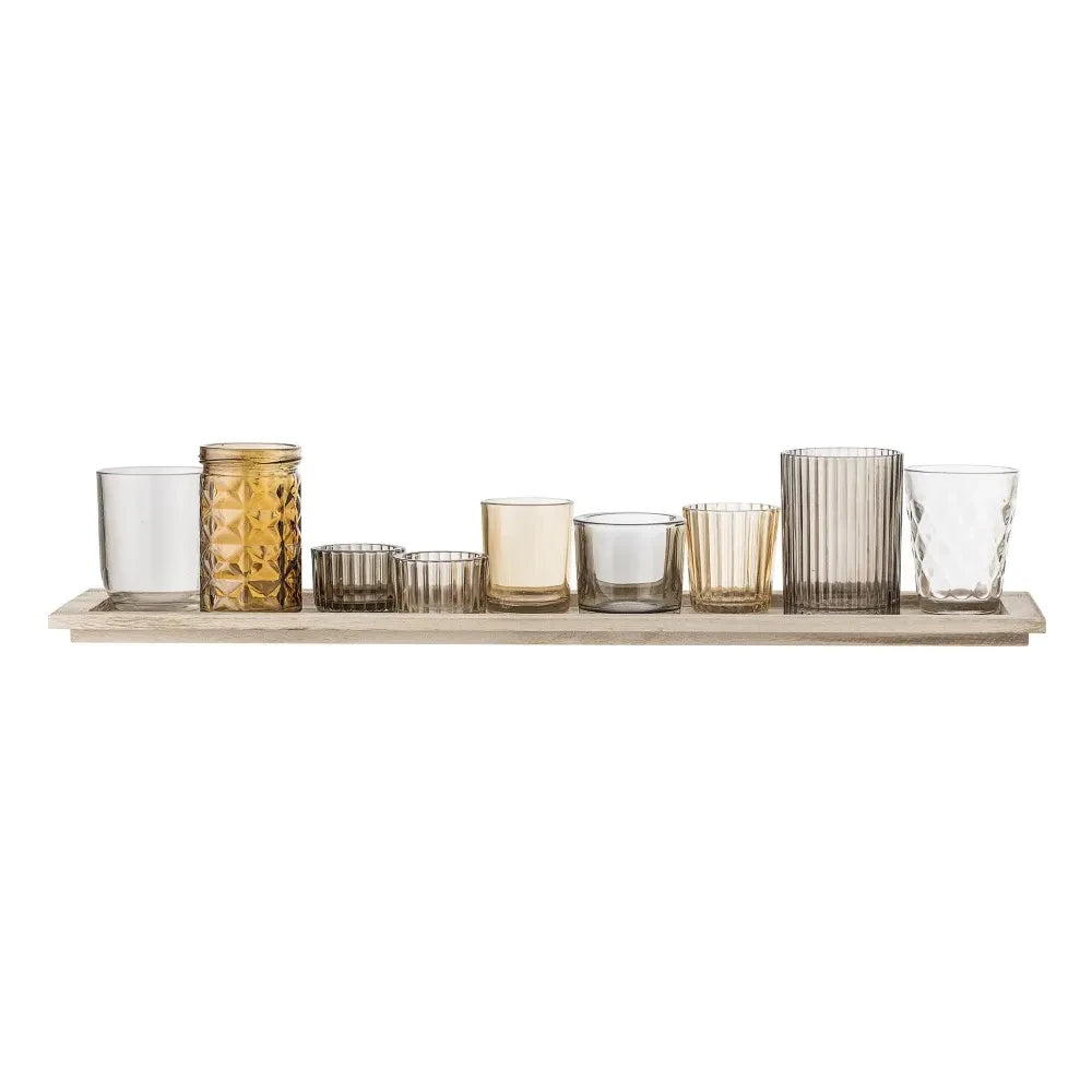 Bloomingville - Set de 9: plato rectangular y portavelas