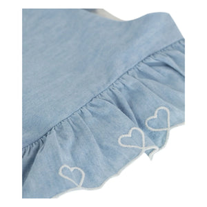 Petit Bateau - Vestido con volantes de chambray azul