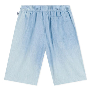 Petit Bateau - Shorts de tela vaquera chambray de algodón orgánico azul claro