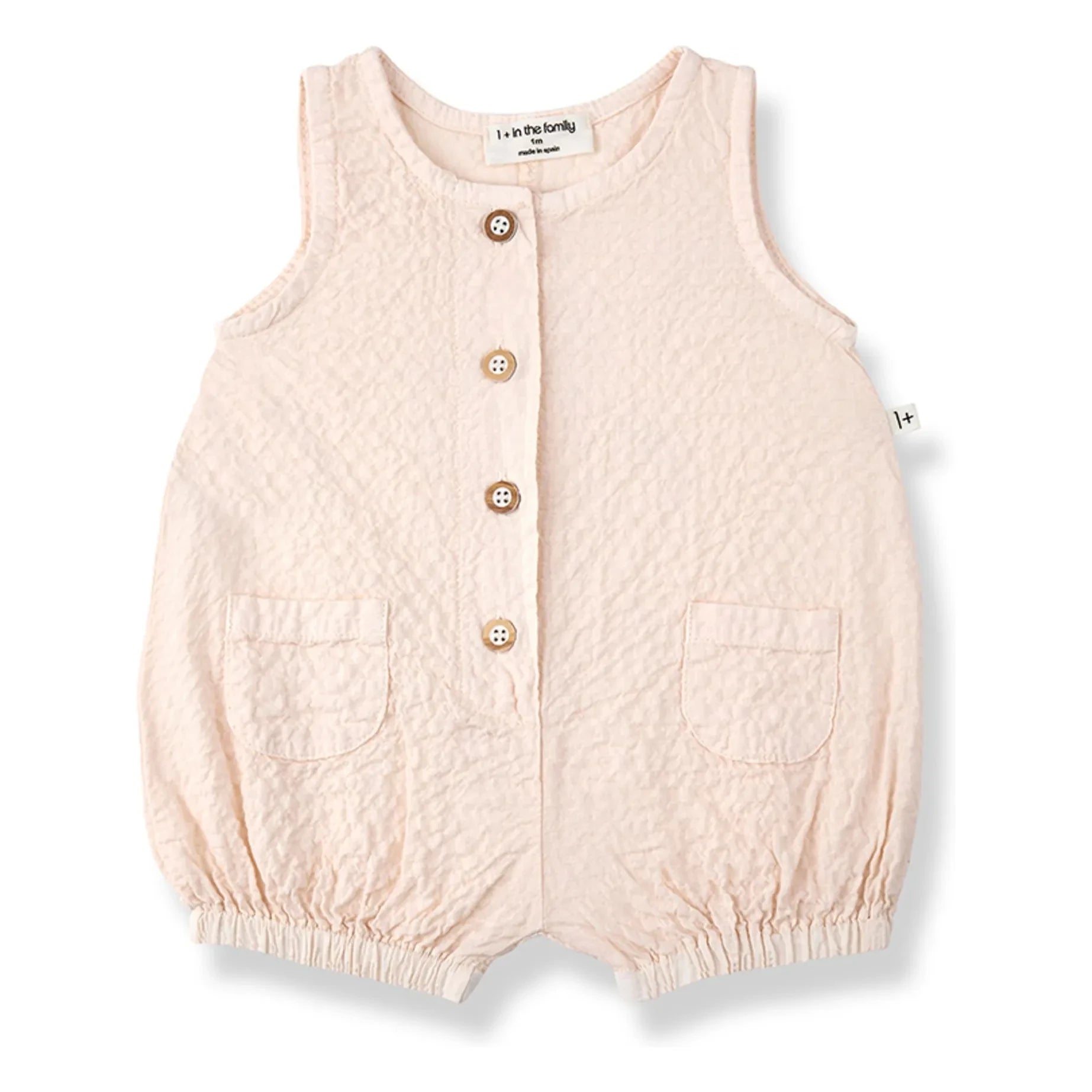 1+ en la familia - Mono Etolia Seersucker | Beige rosa