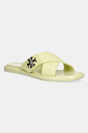 Tory Burch T Lock Cross Band Slide Sandalia de piel