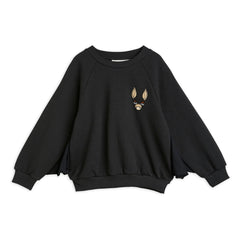 Mini Rodini - Sudadera de algodón orgánico con murciélago | Negro