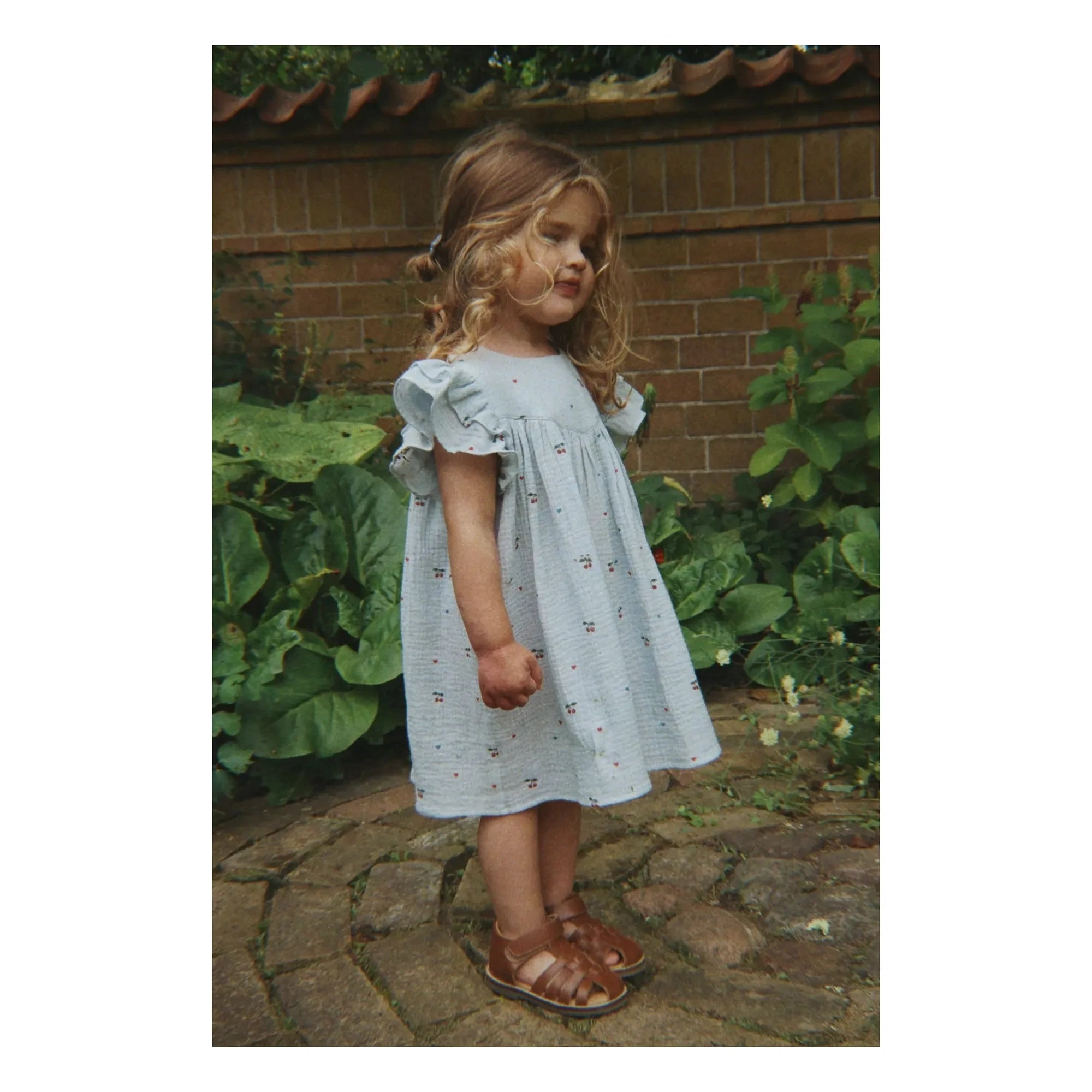 Konges Sløjd - Vestido de algodón orgánico Coco Cerises | Azul claro