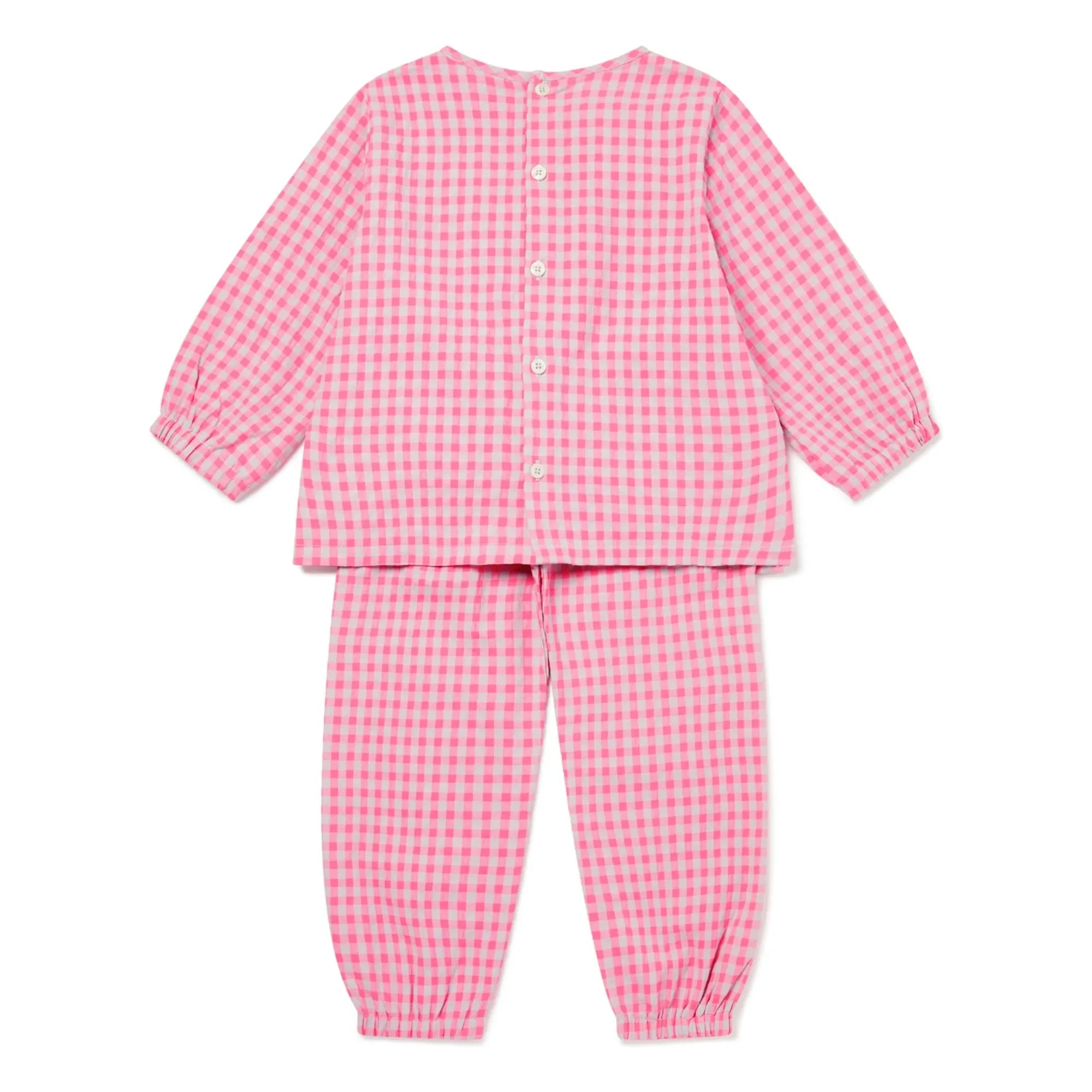 Sleepy Doe - Pijama de algodón orgánico Gingham Seersucker | Rosa