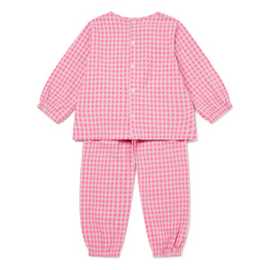 Sleepy Doe - Pijama de algodón orgánico Gingham Seersucker | Rosa