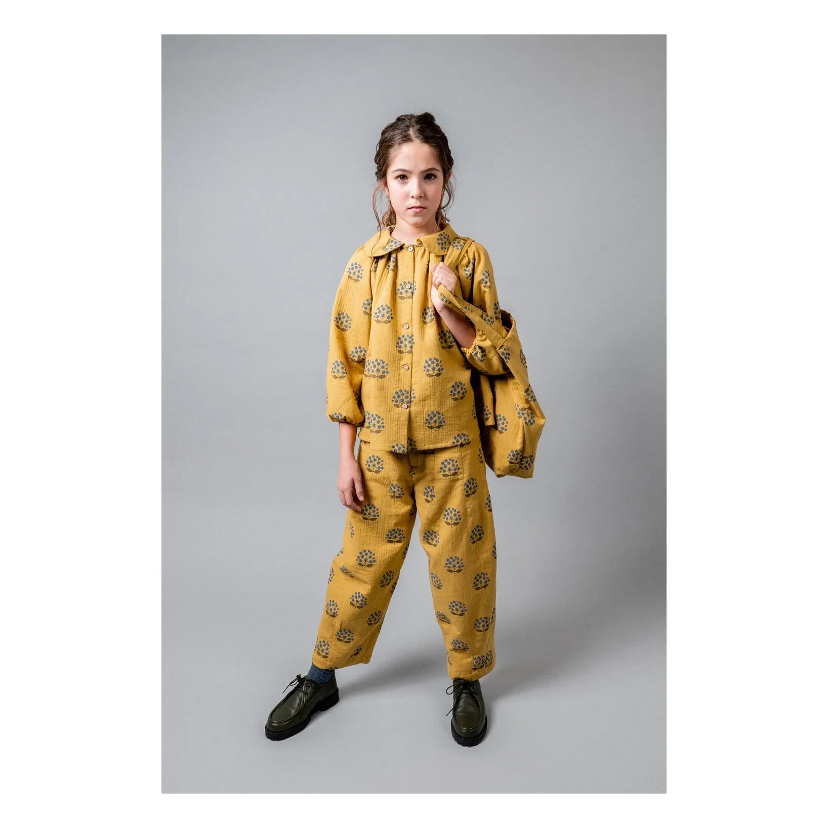 birinit - Pantalón de flores de algodón orgánico Arboleda | Amarillo