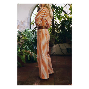 Maria de la Orden - Pantalón de rayas de algodón Romeo | Naranja