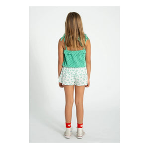 Piupiuchick - Pantalón corto de algodón orgánico con estampado floral | Blanco