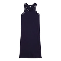 Petit Bateau - Vestido liso de canalé | Azul marino