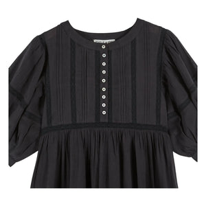 Emile et Ida - Vestido de gasa de algodón con encaje | Negro